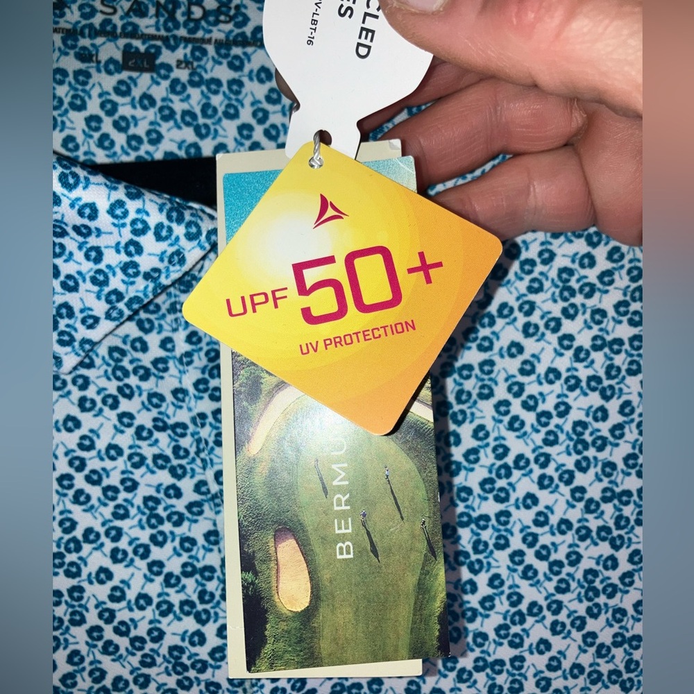 NWT Bermuda Sands Men’s 2X Saddleback Golf Course Floral Blue Shirt - Picture 3 of 14